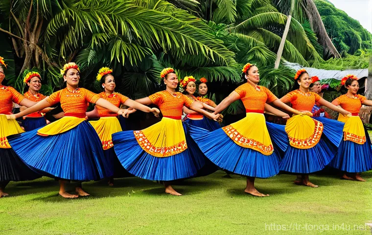 통가에서 유행하는 춤과 음악 - **Lakalaka Dance: Unity and Storytelling**
"A vibrant outdoor scene capturing a large group of T...